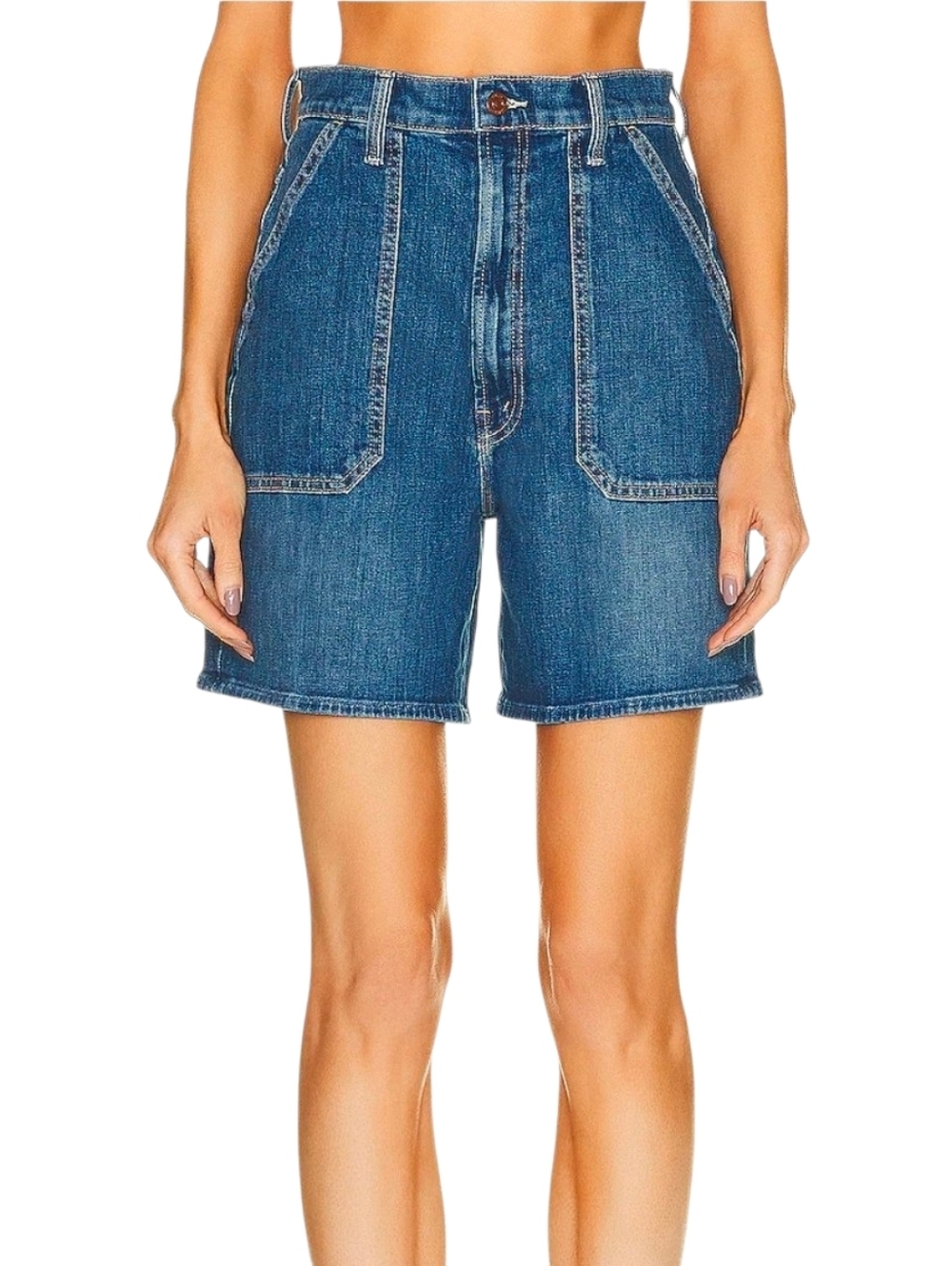 Mother Denim The Patch Rambler Rolled Short Globe Trotter Blue Women Size 26